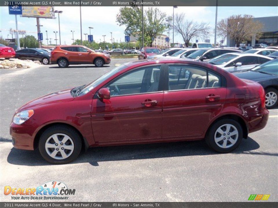 2011 Hyundai Accent GLS 4 Door Wine Red Pearl / Gray Photo #4