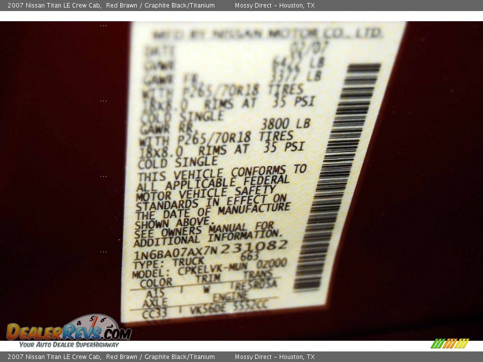 2007 Nissan Titan LE Crew Cab Red Brawn / Graphite Black/Titanium Photo #12