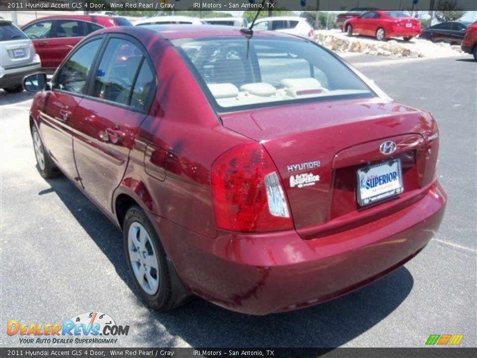 2011 Hyundai Accent GLS 4 Door Wine Red Pearl / Gray Photo #5