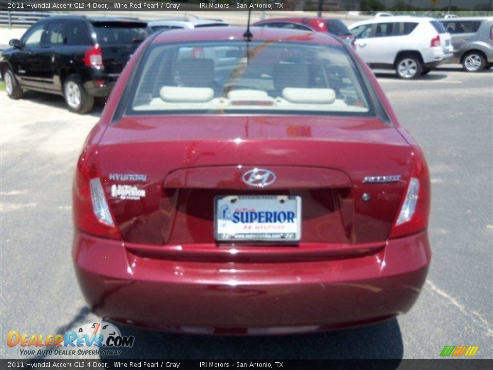 2011 Hyundai Accent GLS 4 Door Wine Red Pearl / Gray Photo #6