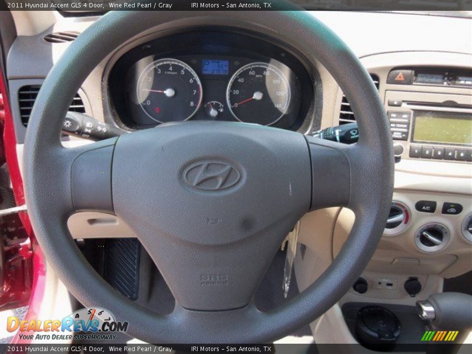 2011 Hyundai Accent GLS 4 Door Wine Red Pearl / Gray Photo #12