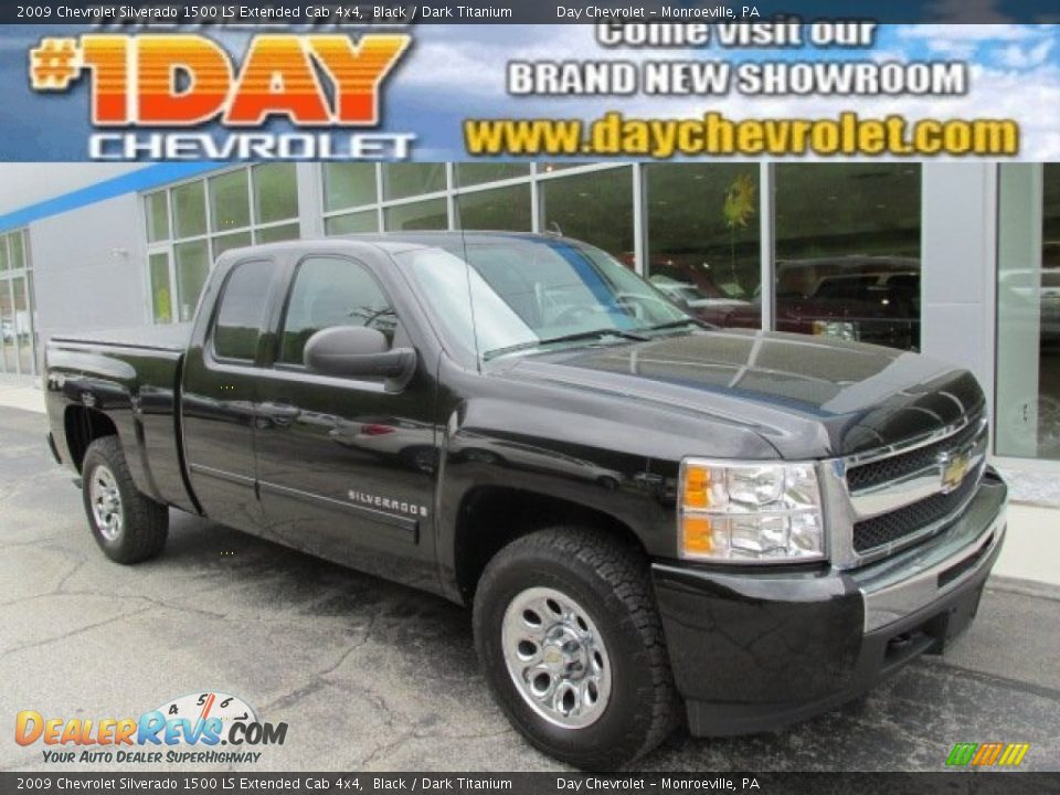 2009 Chevrolet Silverado 1500 LS Extended Cab 4x4 Black / Dark Titanium Photo #1
