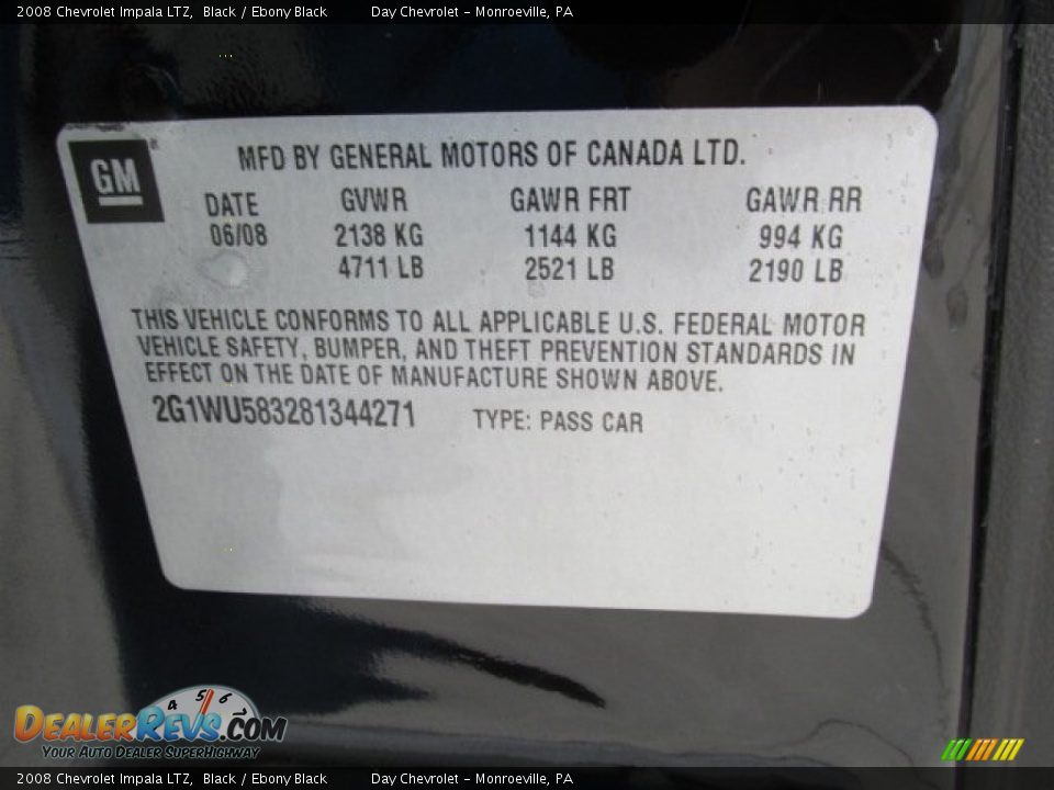 2008 Chevrolet Impala LTZ Black / Ebony Black Photo #19