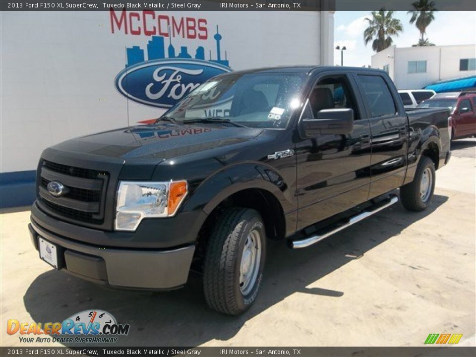 2013 Ford F150 XL SuperCrew Tuxedo Black Metallic / Steel Gray Photo #2