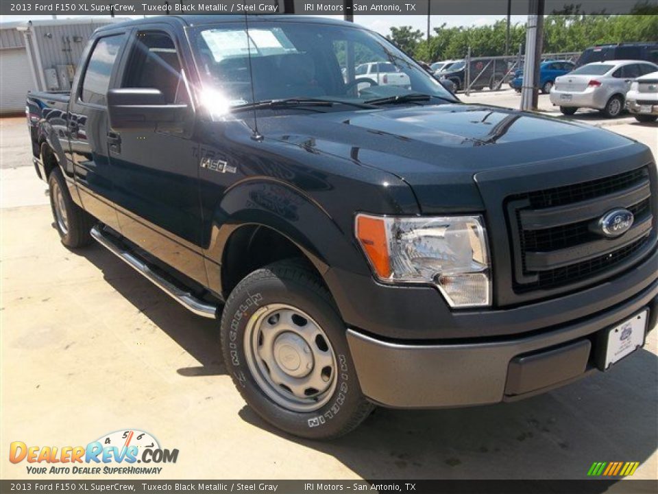 2013 Ford F150 XL SuperCrew Tuxedo Black Metallic / Steel Gray Photo #9