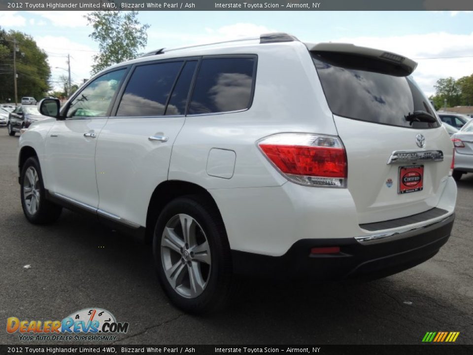 2012 Toyota Highlander Limited 4WD Blizzard White Pearl / Ash Photo #6
