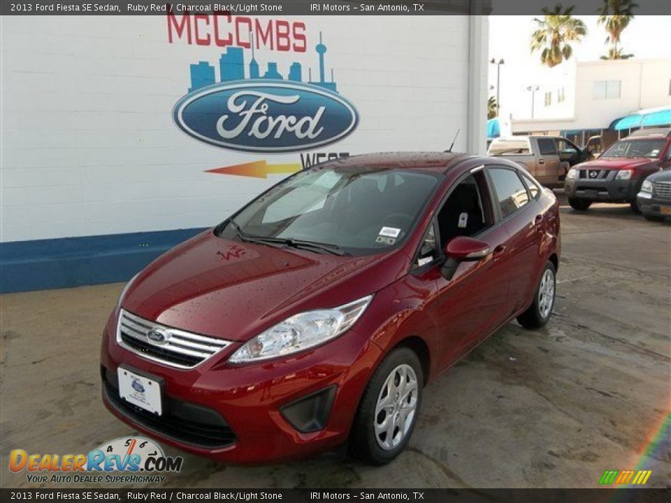 2013 Ford Fiesta SE Sedan Ruby Red / Charcoal Black/Light Stone Photo #1