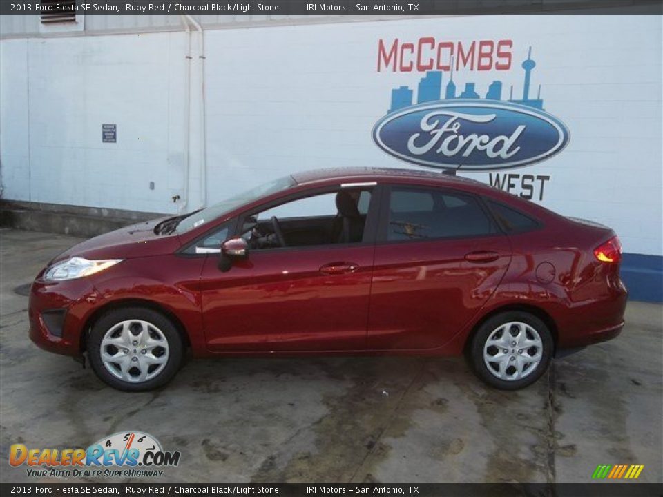 2013 Ford Fiesta SE Sedan Ruby Red / Charcoal Black/Light Stone Photo #2