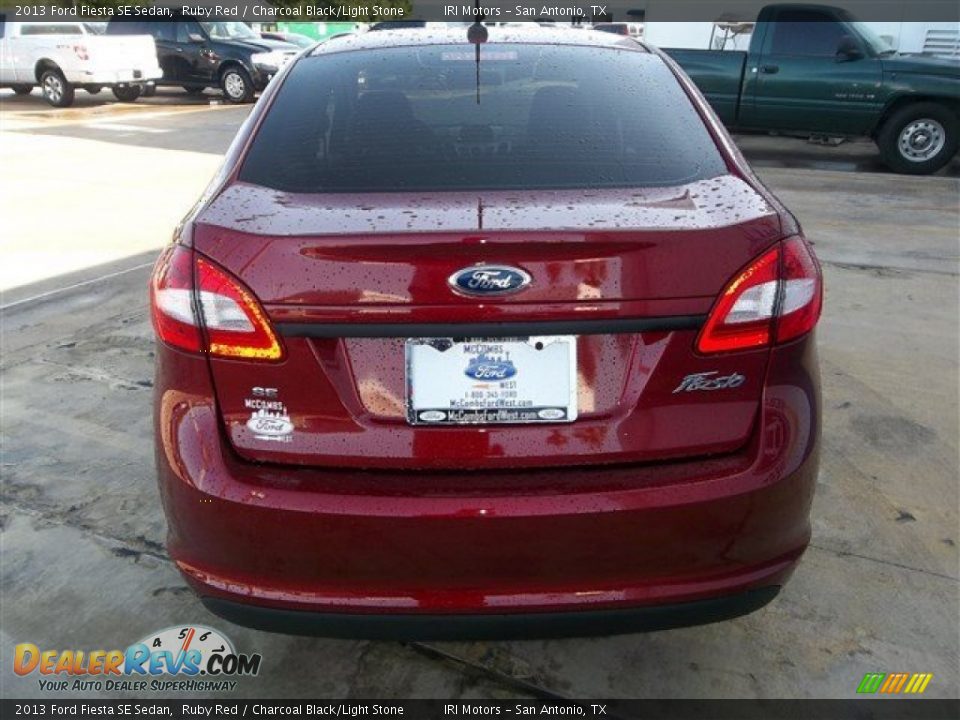 2013 Ford Fiesta SE Sedan Ruby Red / Charcoal Black/Light Stone Photo #4