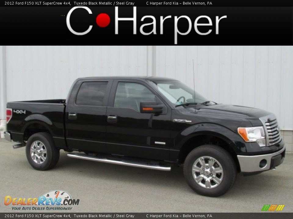 2012 Ford F150 XLT SuperCrew 4x4 Tuxedo Black Metallic / Steel Gray Photo #1