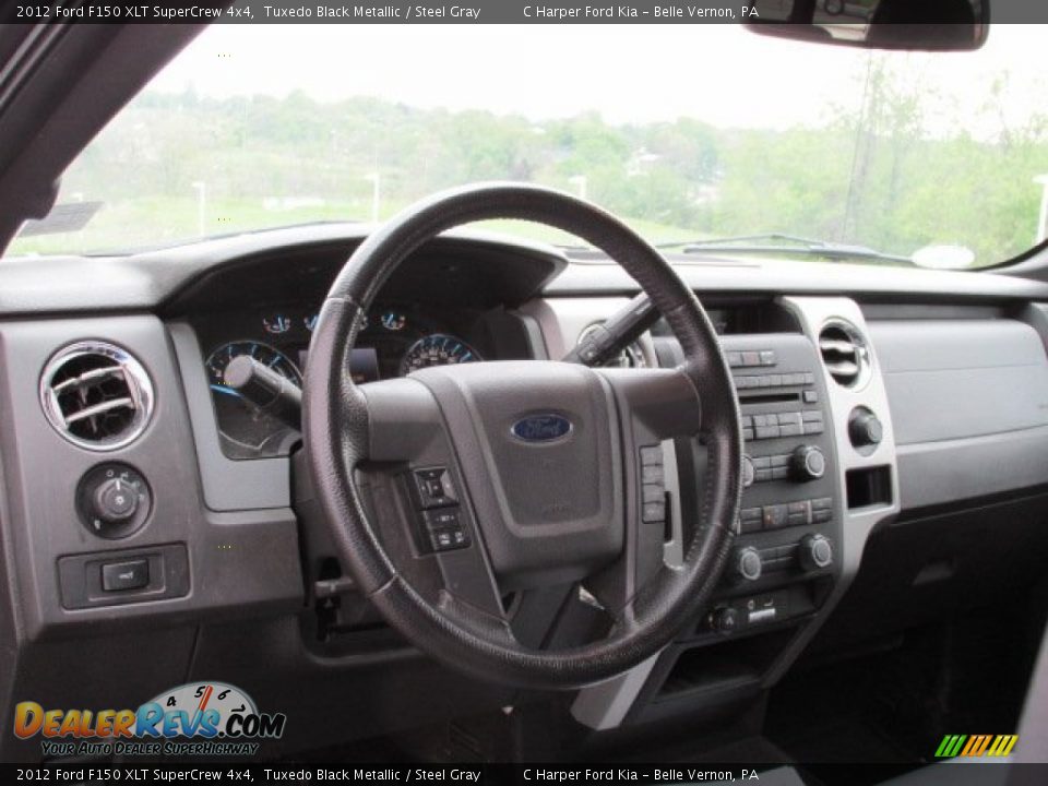 2012 Ford F150 XLT SuperCrew 4x4 Tuxedo Black Metallic / Steel Gray Photo #13