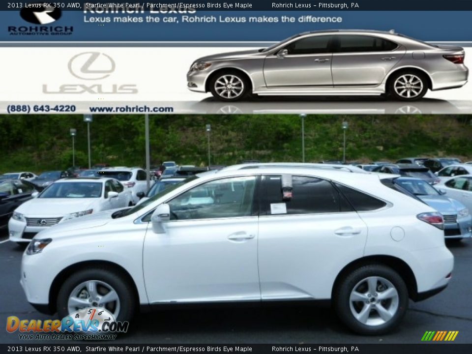 2013 Lexus RX 350 AWD Starfire White Pearl / Parchment/Espresso Birds Eye Maple Photo #1