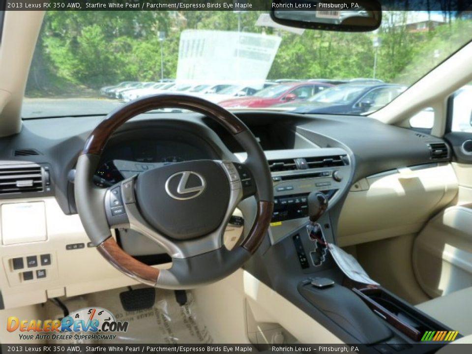 2013 Lexus RX 350 AWD Starfire White Pearl / Parchment/Espresso Birds Eye Maple Photo #12
