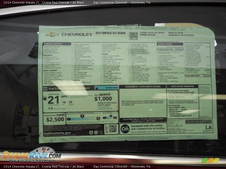 2014 Chevrolet Impala LT Window Sticker Photo #7