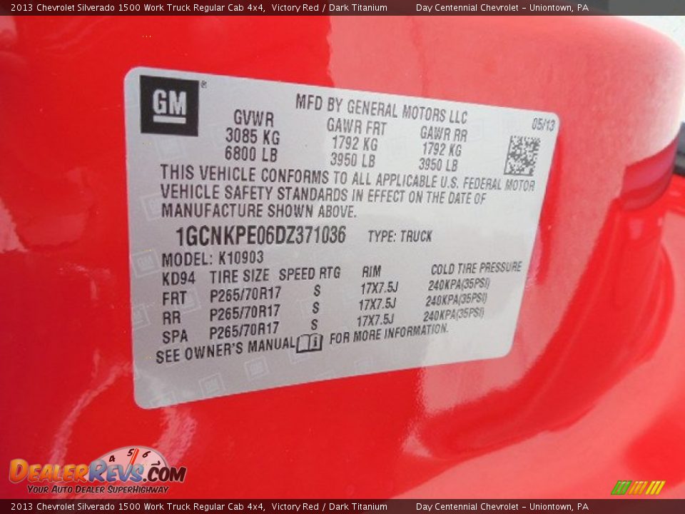 2013 Chevrolet Silverado 1500 Work Truck Regular Cab 4x4 Victory Red / Dark Titanium Photo #19