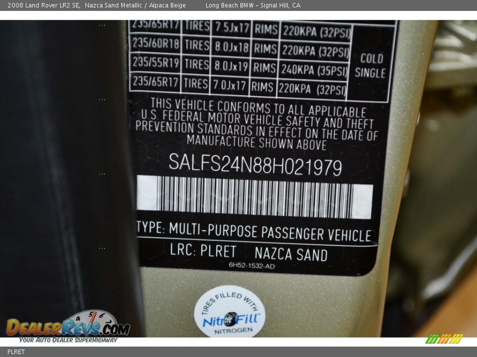 Land Rover Color Code PLRET Nazca Sand Metallic