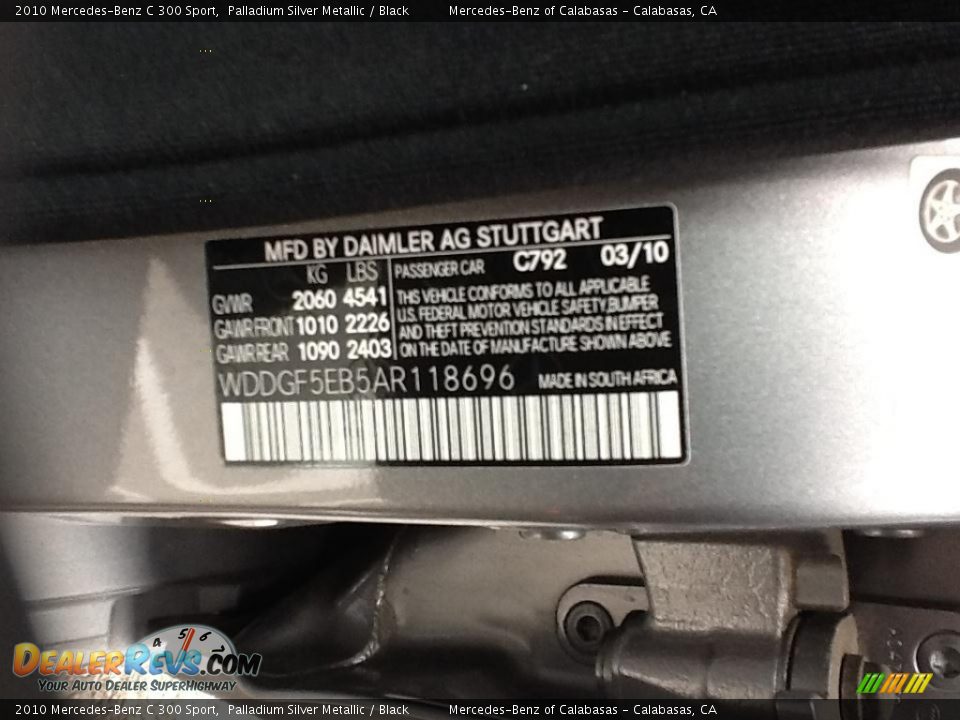 2010 Mercedes-Benz C 300 Sport Palladium Silver Metallic / Black Photo #1