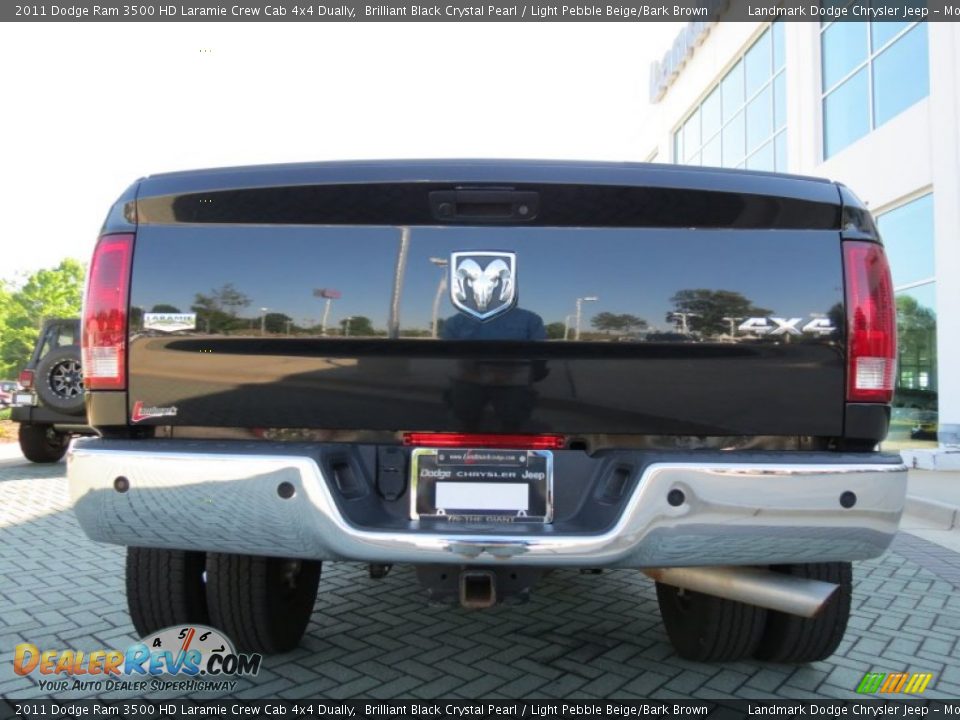 2011 Dodge Ram 3500 HD Laramie Crew Cab 4x4 Dually Brilliant Black Crystal Pearl / Light Pebble Beige/Bark Brown Photo #4