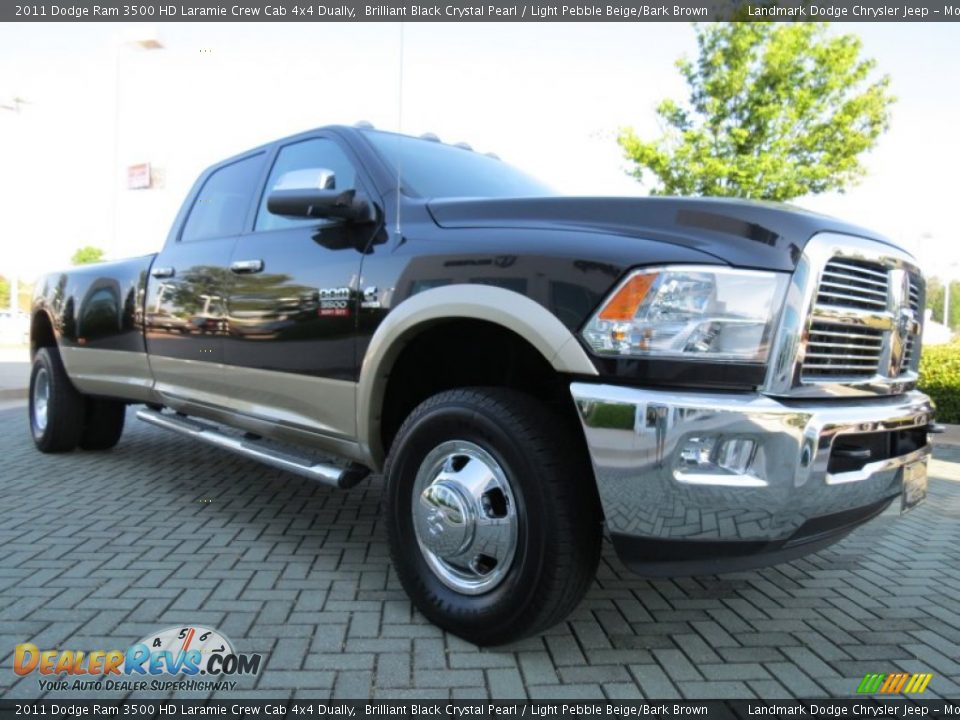 2011 Dodge Ram 3500 HD Laramie Crew Cab 4x4 Dually Brilliant Black Crystal Pearl / Light Pebble Beige/Bark Brown Photo #7