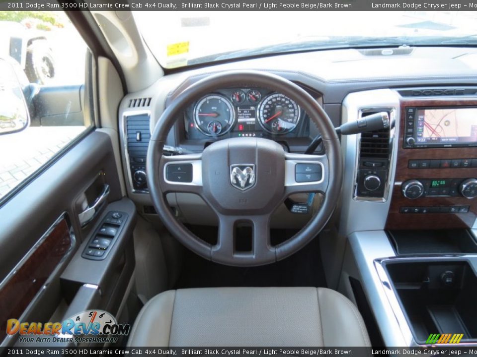 2011 Dodge Ram 3500 HD Laramie Crew Cab 4x4 Dually Brilliant Black Crystal Pearl / Light Pebble Beige/Bark Brown Photo #28