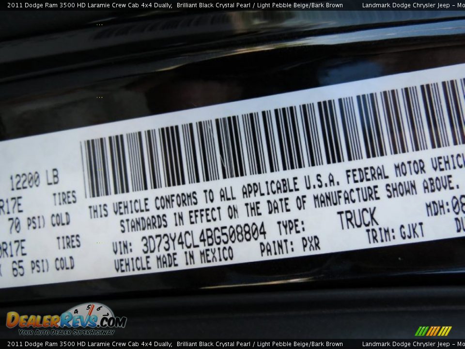 2011 Dodge Ram 3500 HD Laramie Crew Cab 4x4 Dually Brilliant Black Crystal Pearl / Light Pebble Beige/Bark Brown Photo #36