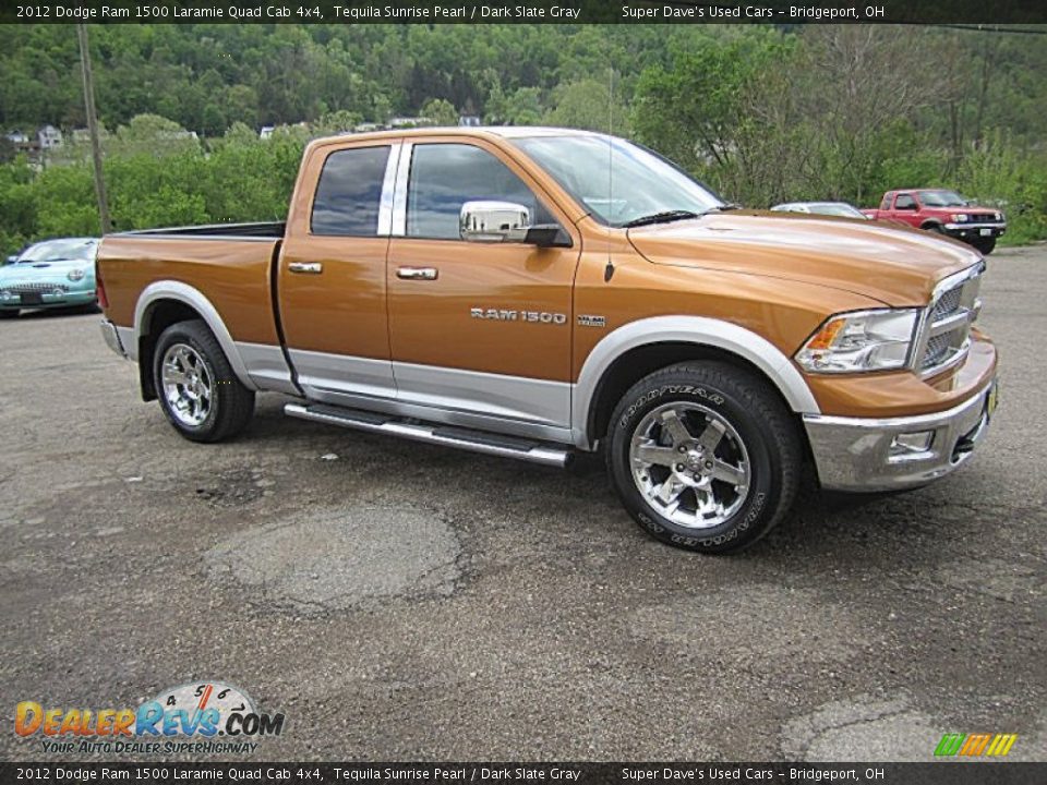 2012 Dodge Ram 1500 Laramie Quad Cab 4x4 Tequila Sunrise Pearl / Dark Slate Gray Photo #1