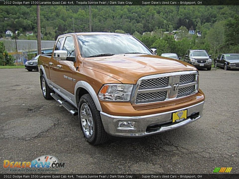 2012 Dodge Ram 1500 Laramie Quad Cab 4x4 Tequila Sunrise Pearl / Dark Slate Gray Photo #2