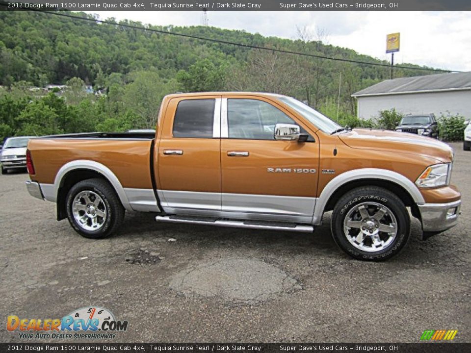 2012 Dodge Ram 1500 Laramie Quad Cab 4x4 Tequila Sunrise Pearl / Dark Slate Gray Photo #16