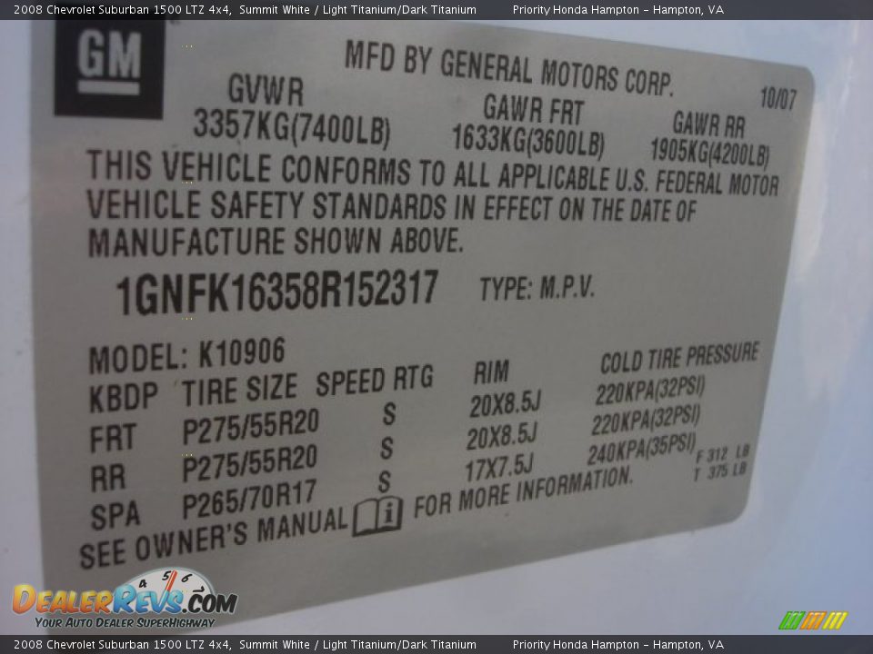 2008 Chevrolet Suburban 1500 LTZ 4x4 Summit White / Light Titanium/Dark Titanium Photo #34