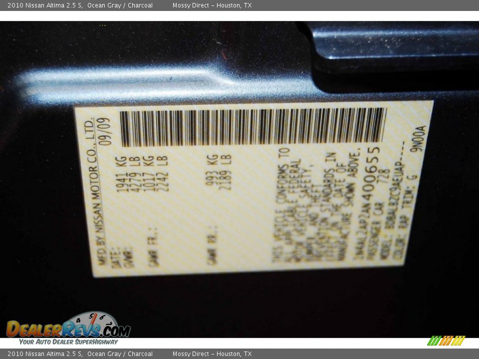 2010 Nissan Altima 2.5 S Ocean Gray / Charcoal Photo #12