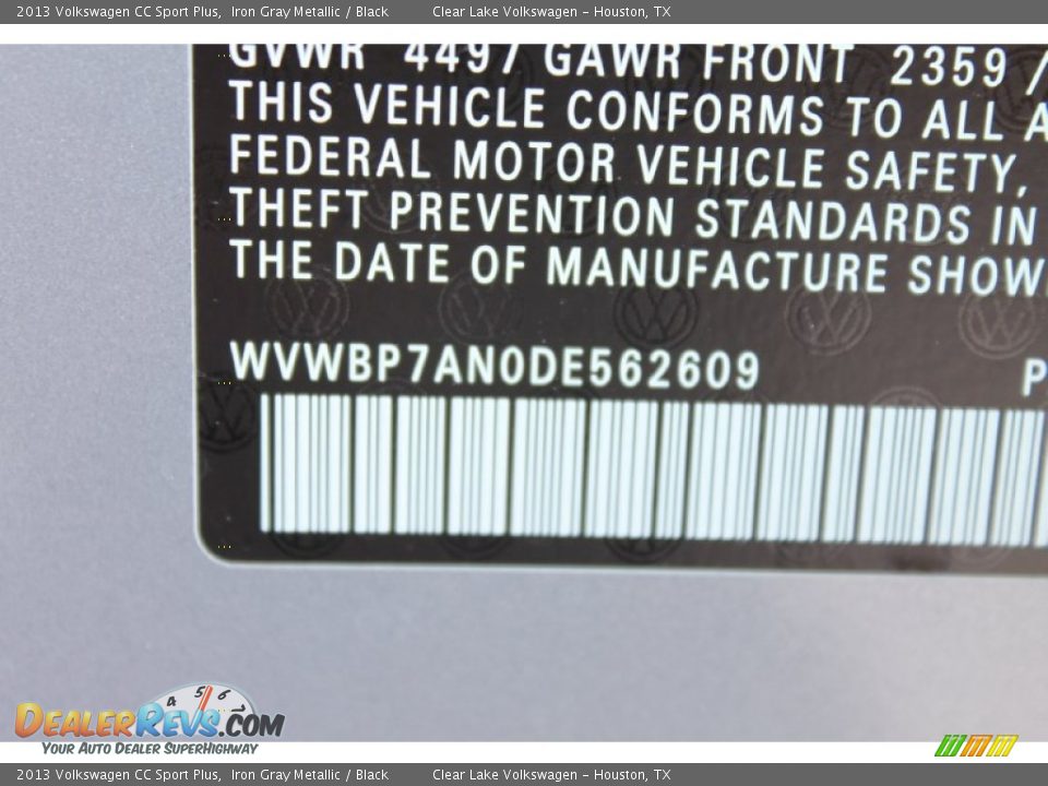 2013 Volkswagen CC Sport Plus Iron Gray Metallic / Black Photo #31