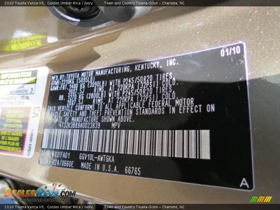 2010 Toyota Venza V6 Golden Umber Mica / Ivory Photo #11