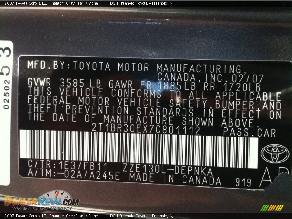 2007 Toyota Corolla LE Phantom Gray Pearl / Stone Photo #12