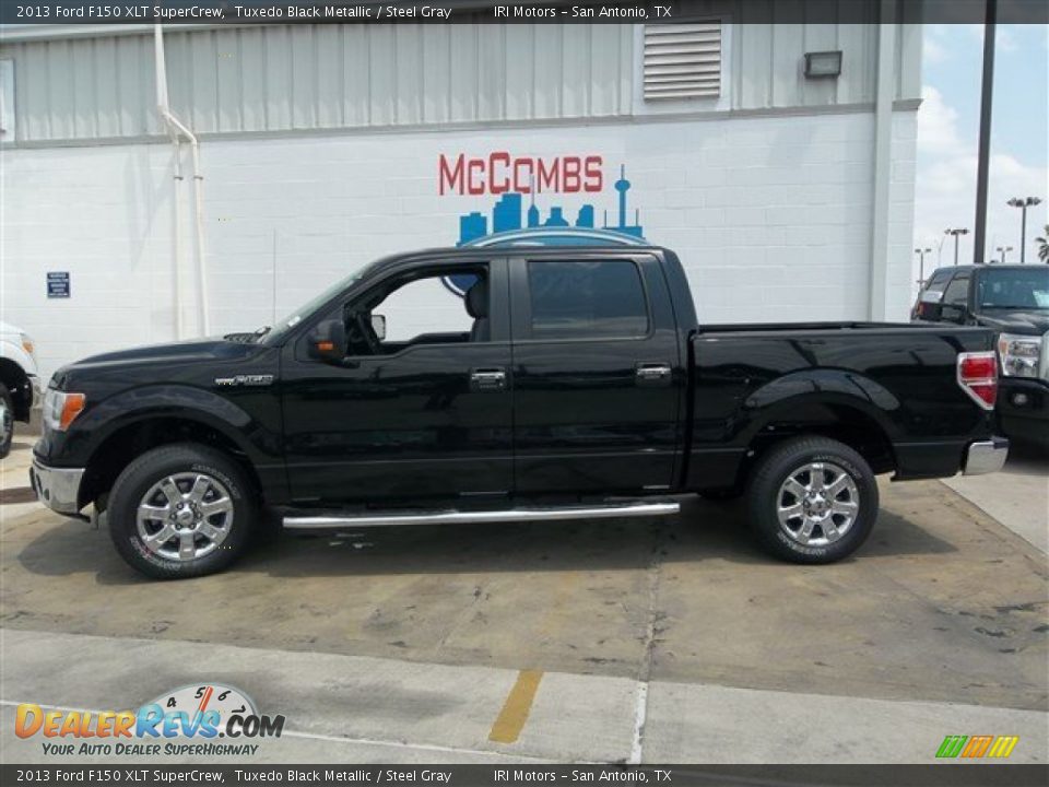 2013 Ford F150 XLT SuperCrew Tuxedo Black Metallic / Steel Gray Photo #3