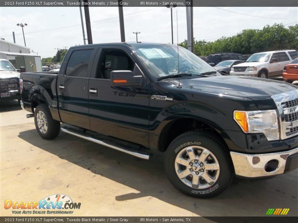 2013 Ford F150 XLT SuperCrew Tuxedo Black Metallic / Steel Gray Photo #8