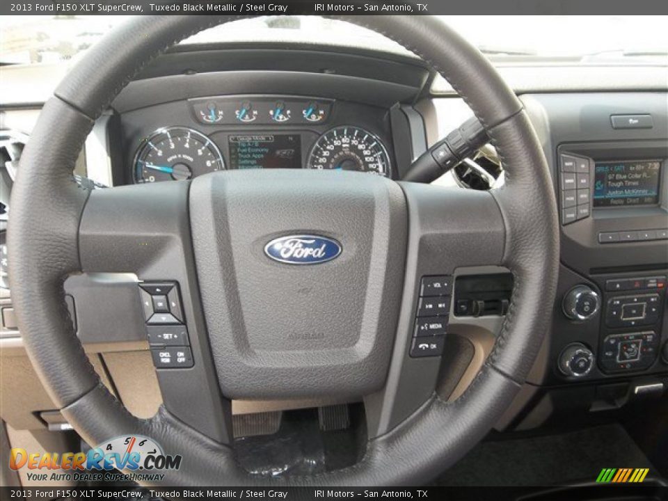 2013 Ford F150 XLT SuperCrew Tuxedo Black Metallic / Steel Gray Photo #15