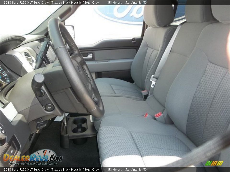 2013 Ford F150 XLT SuperCrew Tuxedo Black Metallic / Steel Gray Photo #18