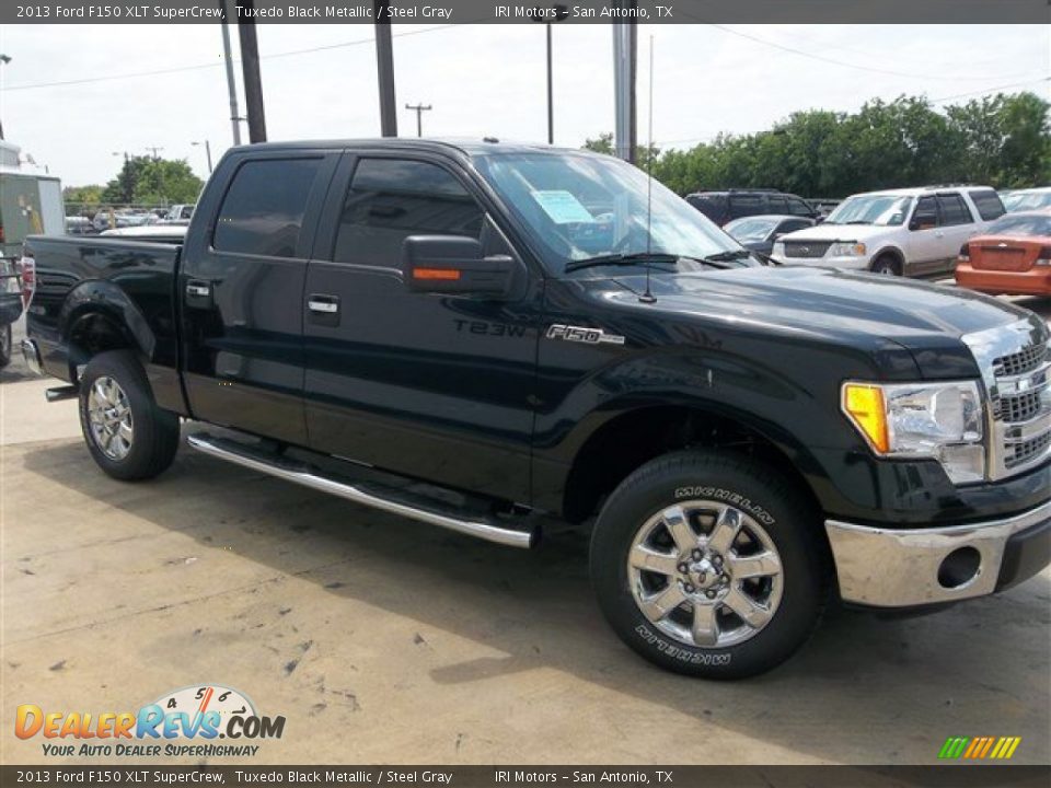 2013 Ford F150 XLT SuperCrew Tuxedo Black Metallic / Steel Gray Photo #6
