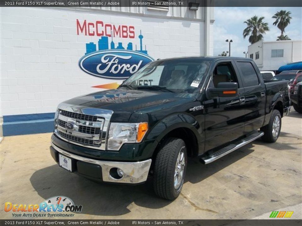 2013 Ford F150 XLT SuperCrew Green Gem Metallic / Adobe Photo #2