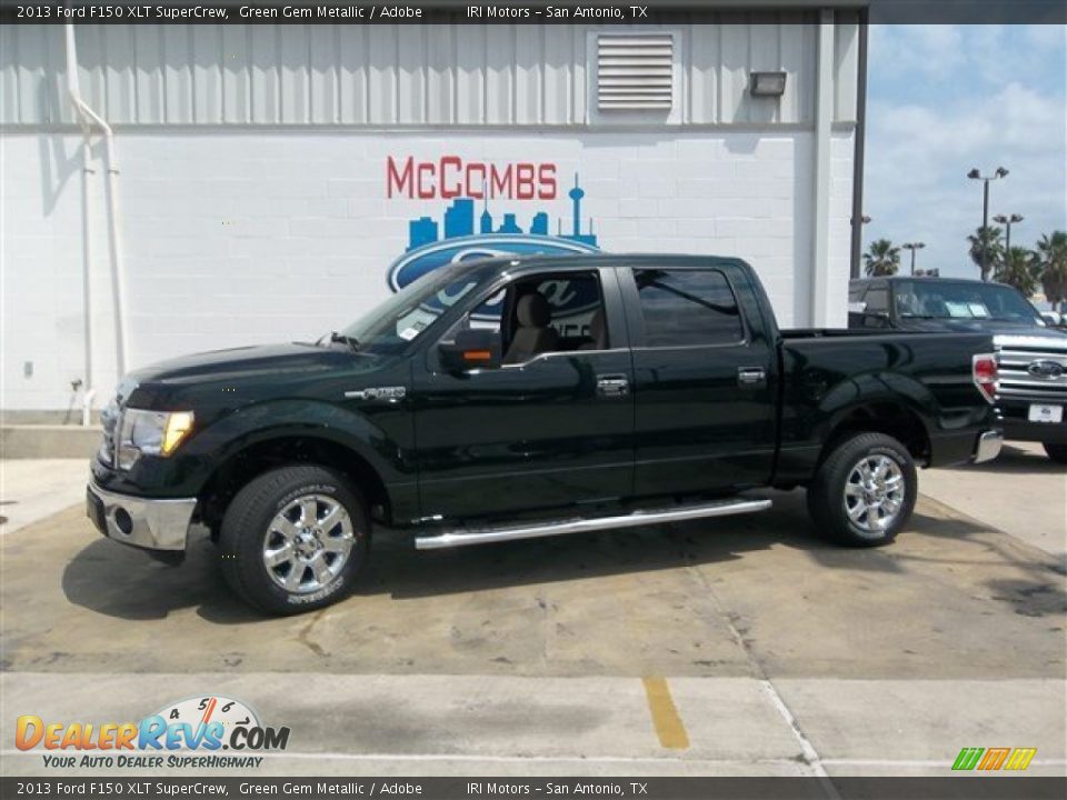 2013 Ford F150 XLT SuperCrew Green Gem Metallic / Adobe Photo #3