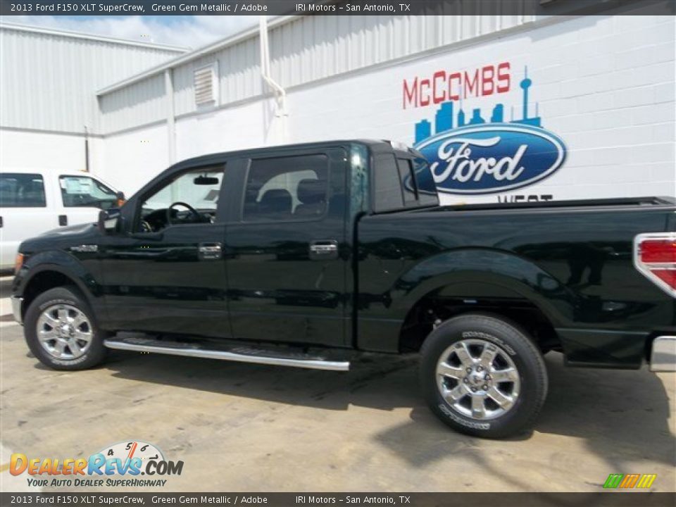 2013 Ford F150 XLT SuperCrew Green Gem Metallic / Adobe Photo #4