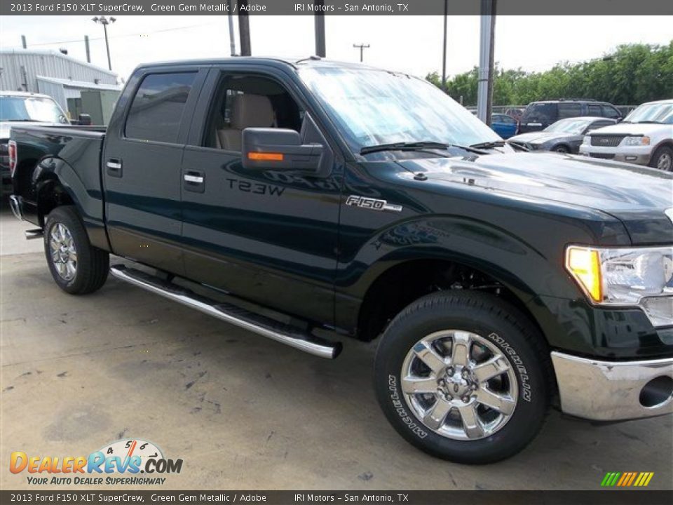 2013 Ford F150 XLT SuperCrew Green Gem Metallic / Adobe Photo #8
