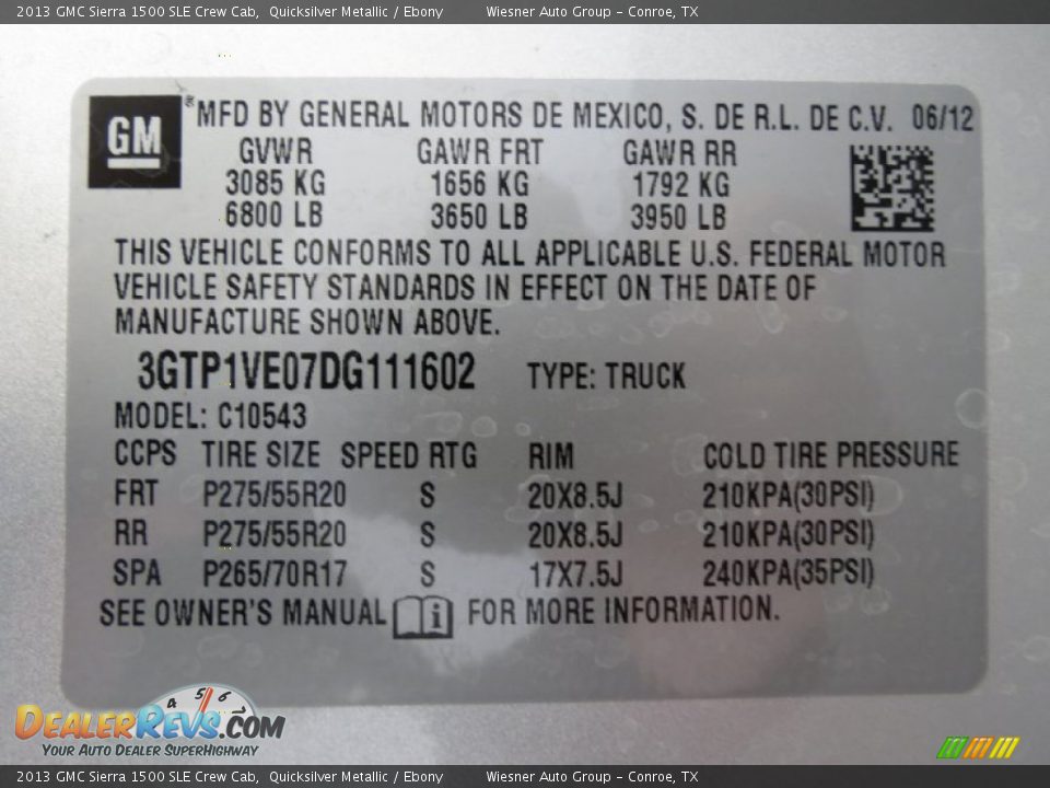 2013 GMC Sierra 1500 SLE Crew Cab Quicksilver Metallic / Ebony Photo #7