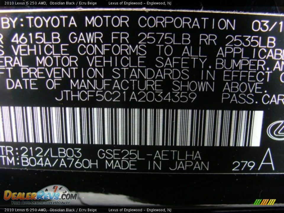 2010 Lexus IS 250 AWD Obsidian Black / Ecru Beige Photo #23