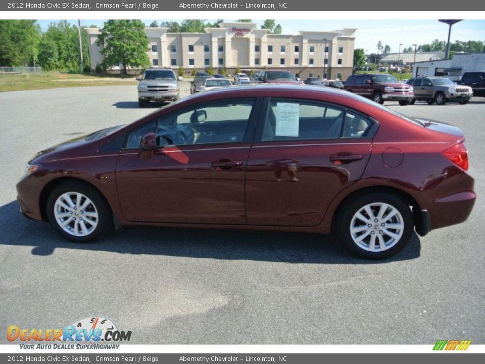 2012 Honda Civic EX Sedan Crimson Pearl / Beige Photo #3