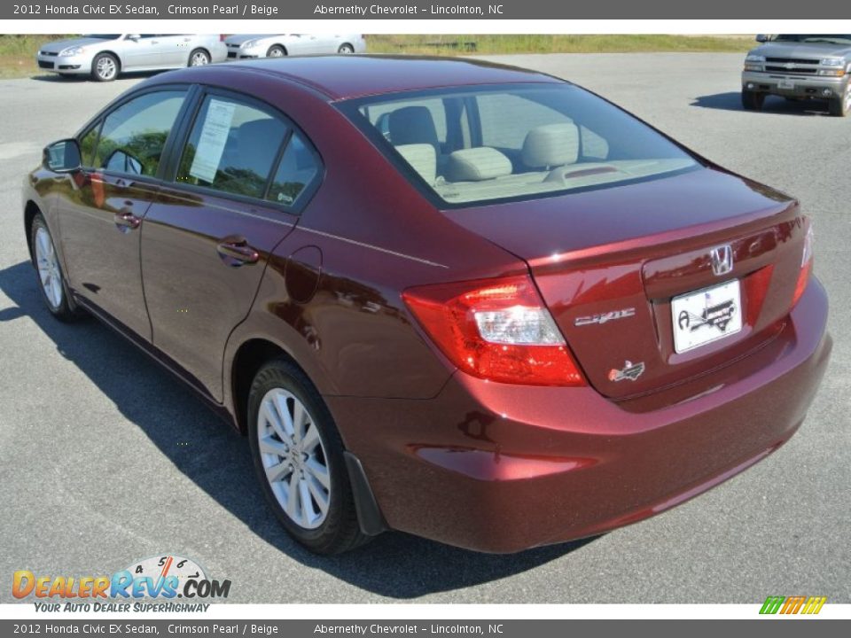 2012 Honda Civic EX Sedan Crimson Pearl / Beige Photo #4