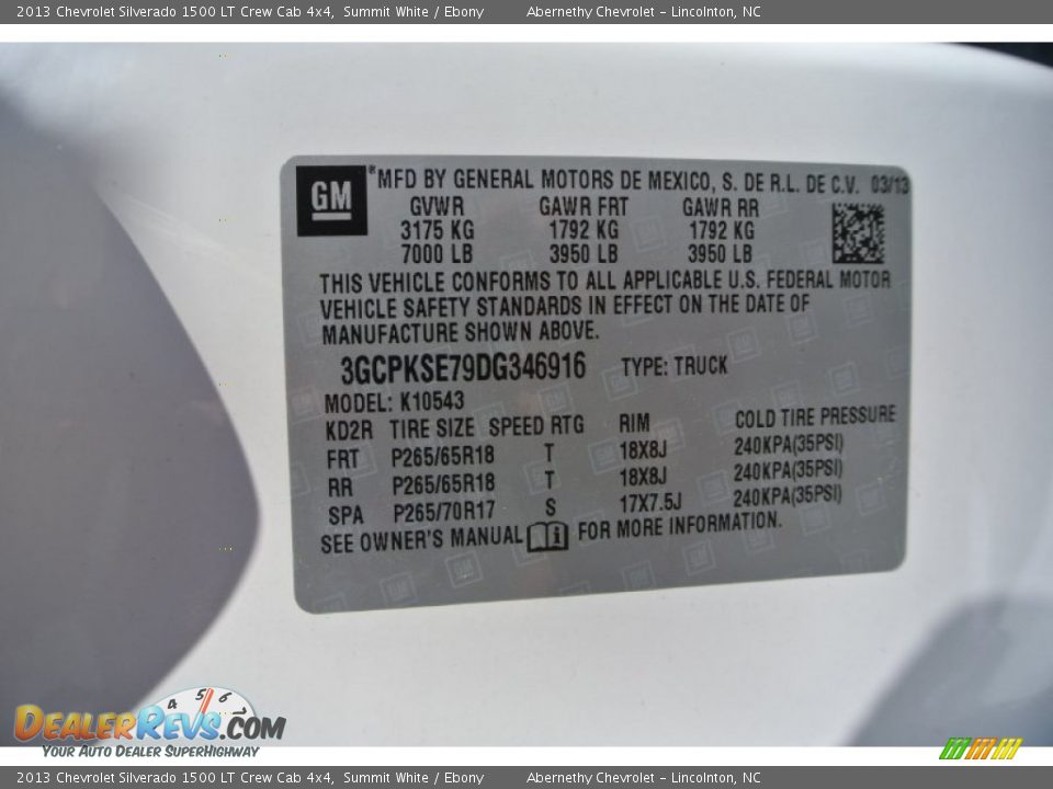 2013 Chevrolet Silverado 1500 LT Crew Cab 4x4 Summit White / Ebony Photo #7