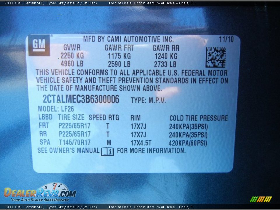 2011 GMC Terrain SLE Cyber Gray Metallic / Jet Black Photo #28