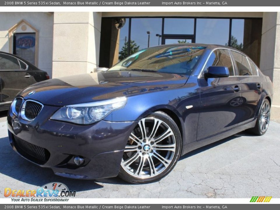 2008 BMW 5 Series 535xi Sedan Monaco Blue Metallic / Cream Beige Dakota Leather Photo #1
