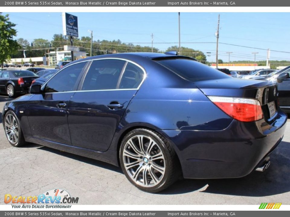 2008 BMW 5 Series 535xi Sedan Monaco Blue Metallic / Cream Beige Dakota Leather Photo #7